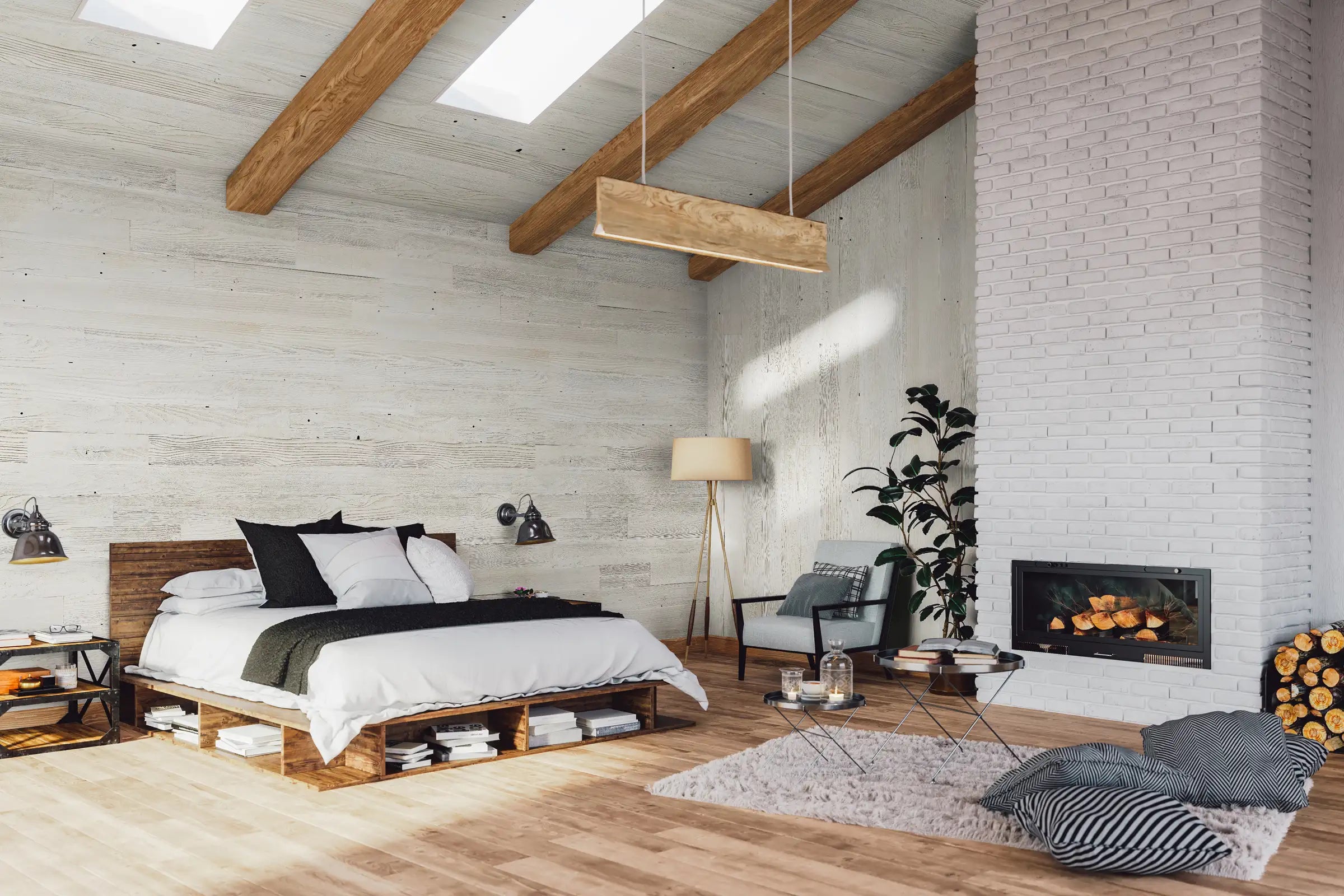 Good Neighbor Blanco white washed vintage paneling planking sustainable wood WD Walls