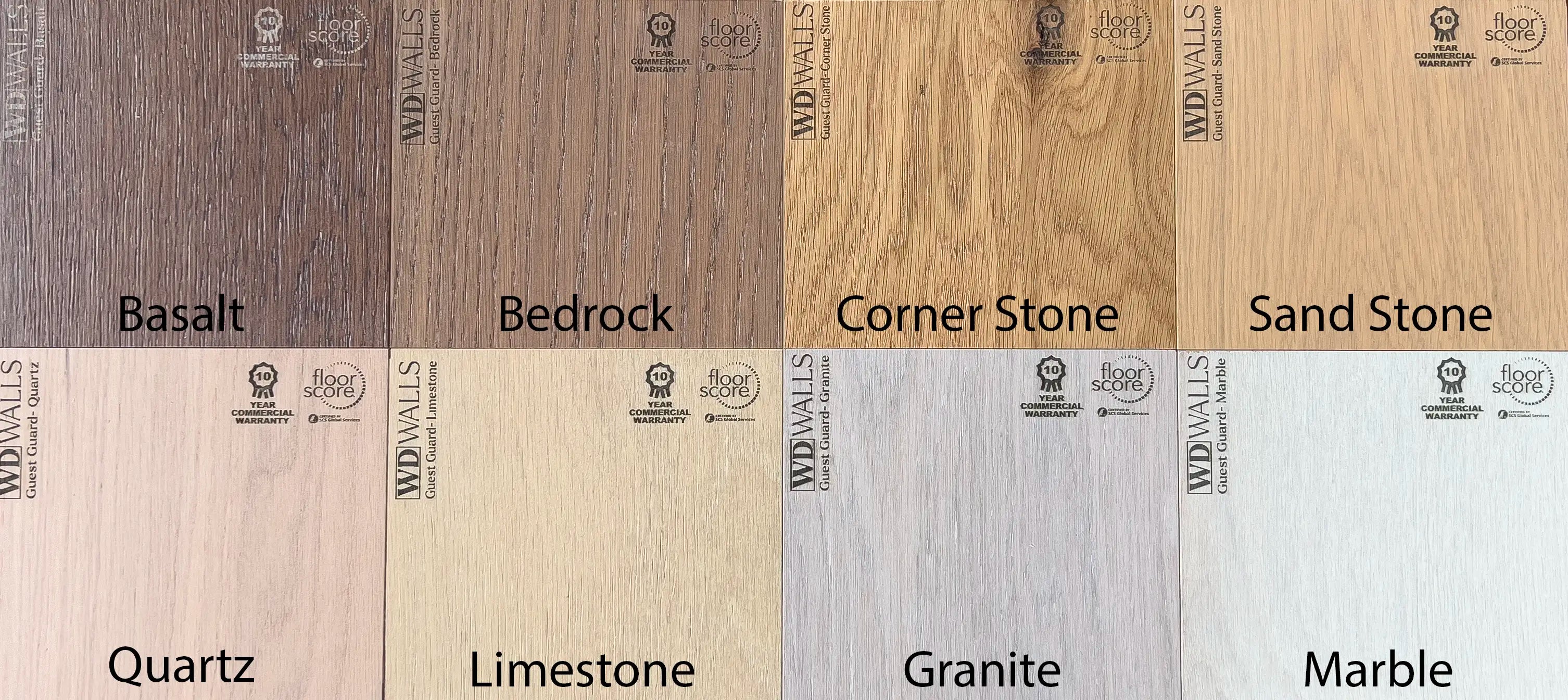 Guest Guard Commercial Flooring and Wall Cladding and Paneling Interior Decor Color Chart