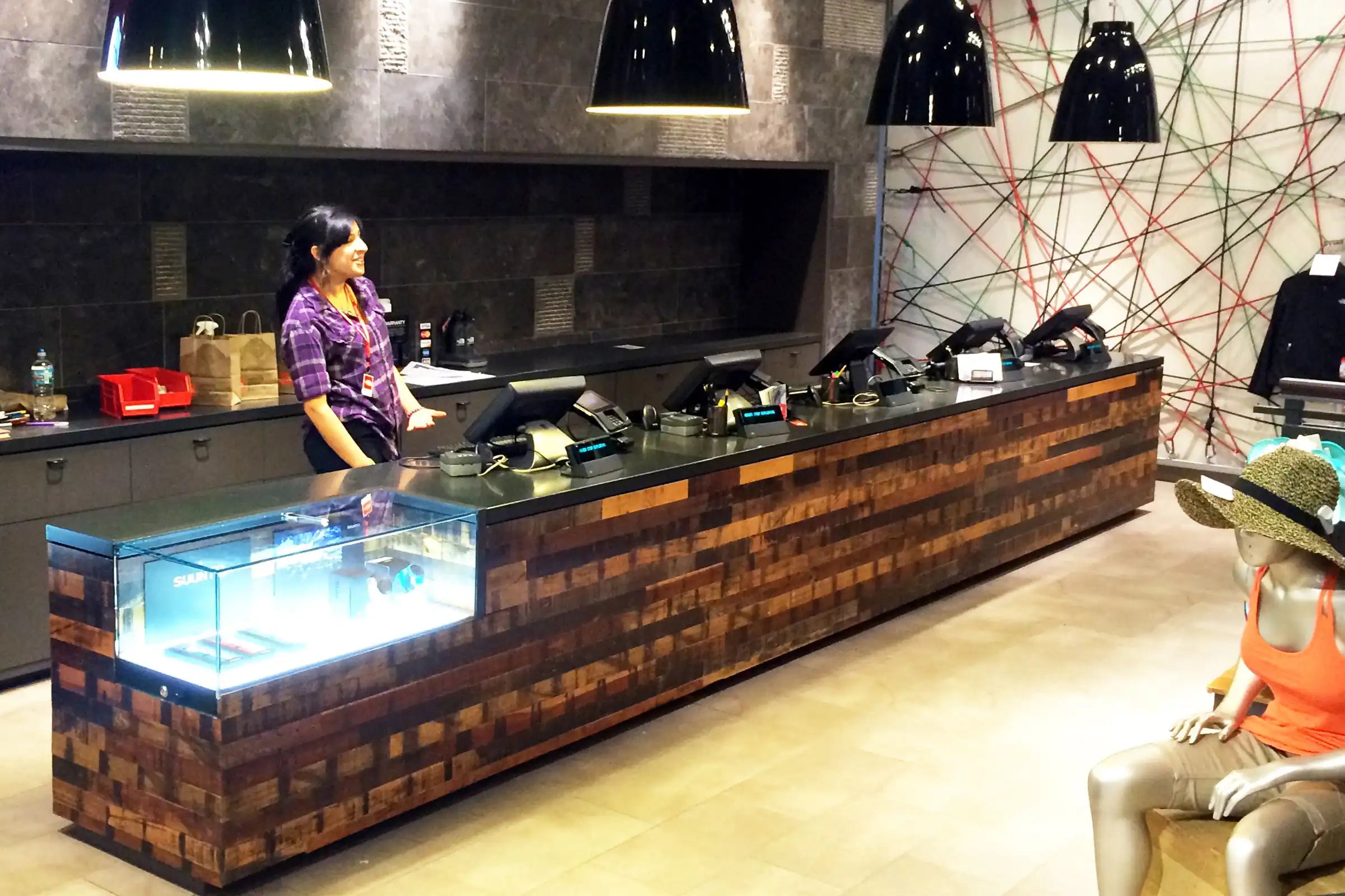 Jakarta Market Blend Rustic sustainable wood planks accent wall by WD Walls