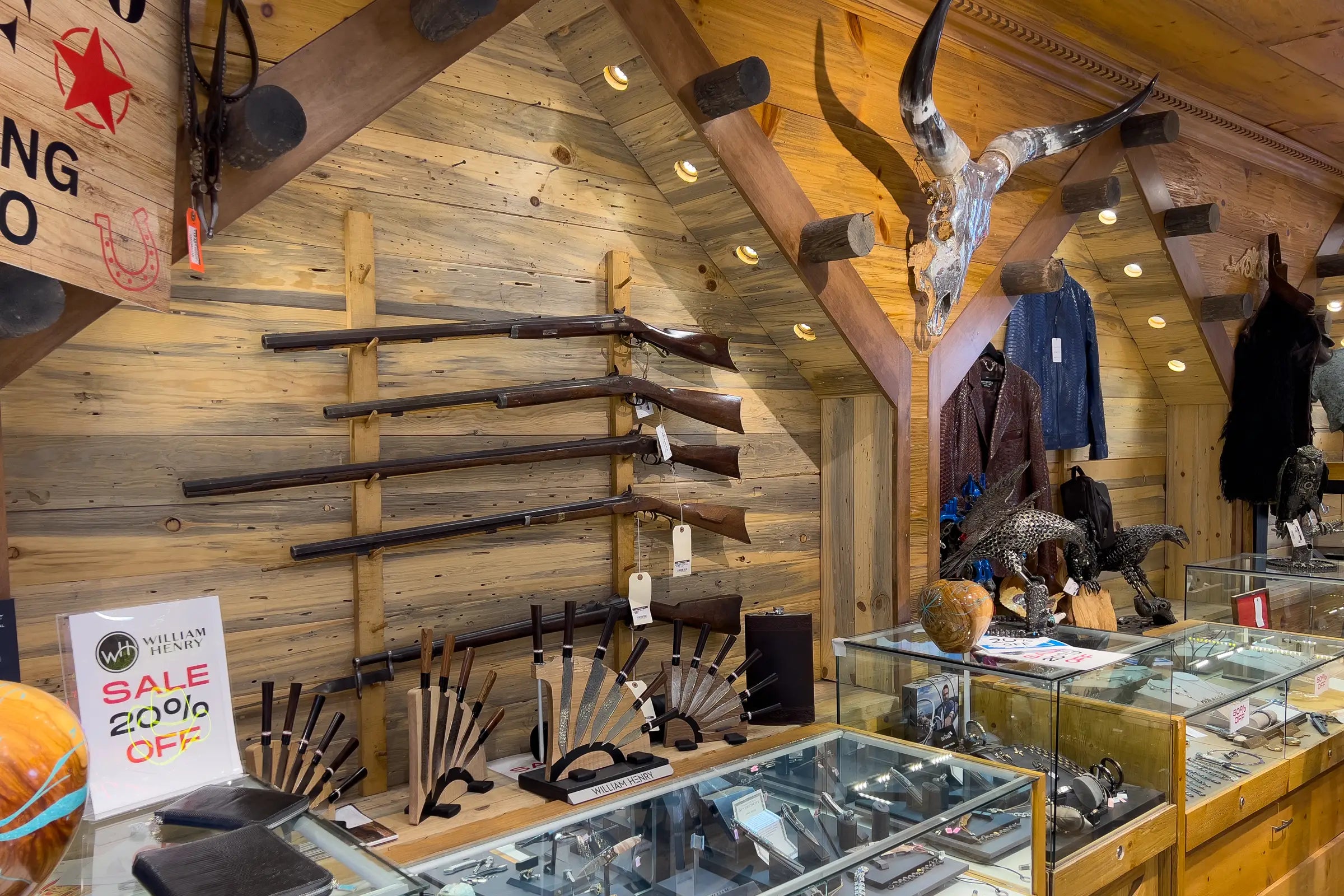 Blue Stained Pine Sustainable Wall Paneling in Retail Store