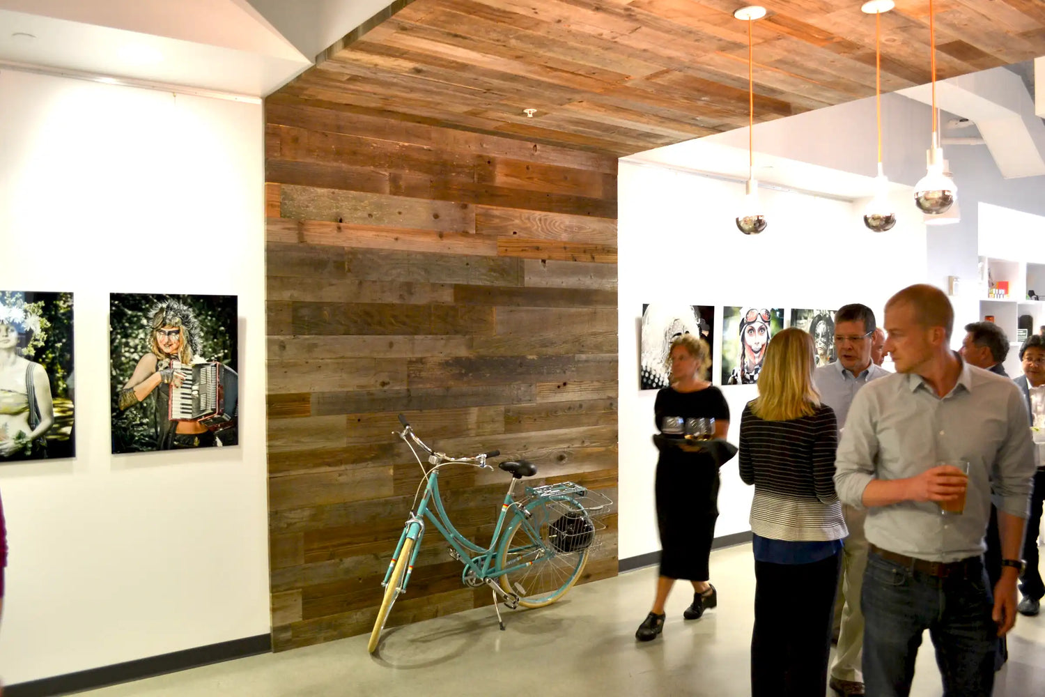 Good Neighbor Brushed Paneling multicolor sustainable wood planking accent wall from WD Walls