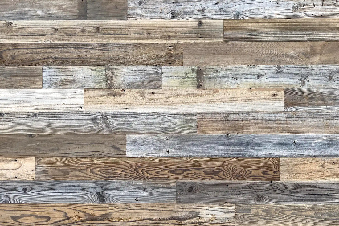Good Neighbor Brushed Paneling multicolor sustainable wood planking accent wall from WD Walls