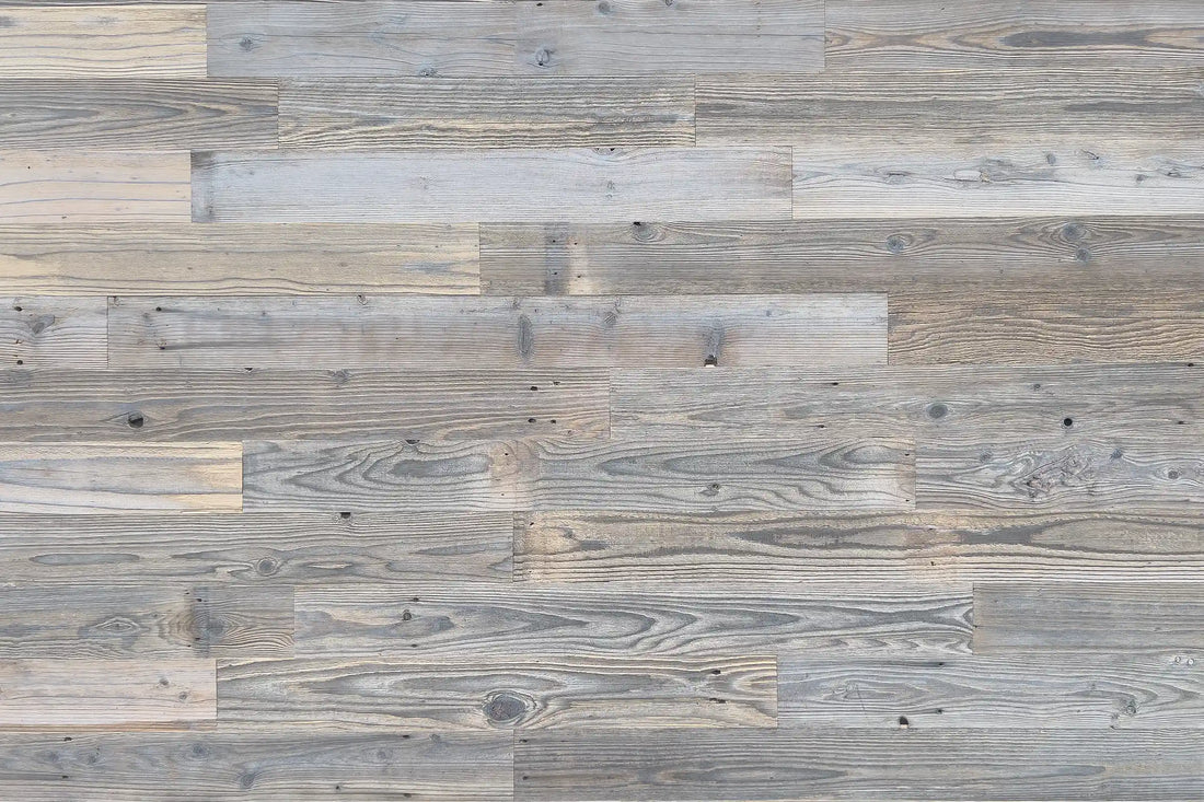 Good Neighbor Driftwood Paneling coastal boho sustainable wood planking accent wall from WD Walls