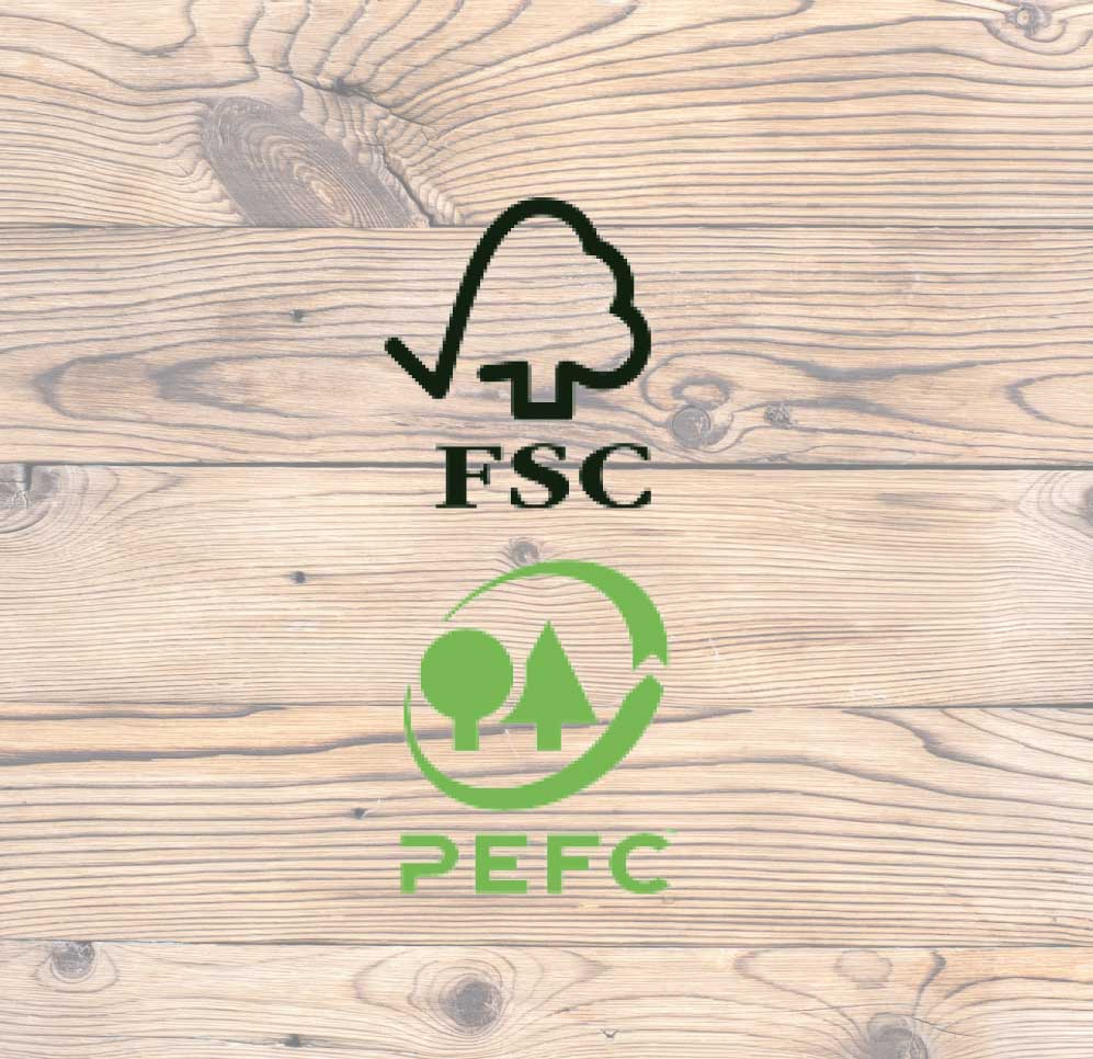 FSC and GEFC logos WD Walls sustainable wood paneling plank accent wall materials