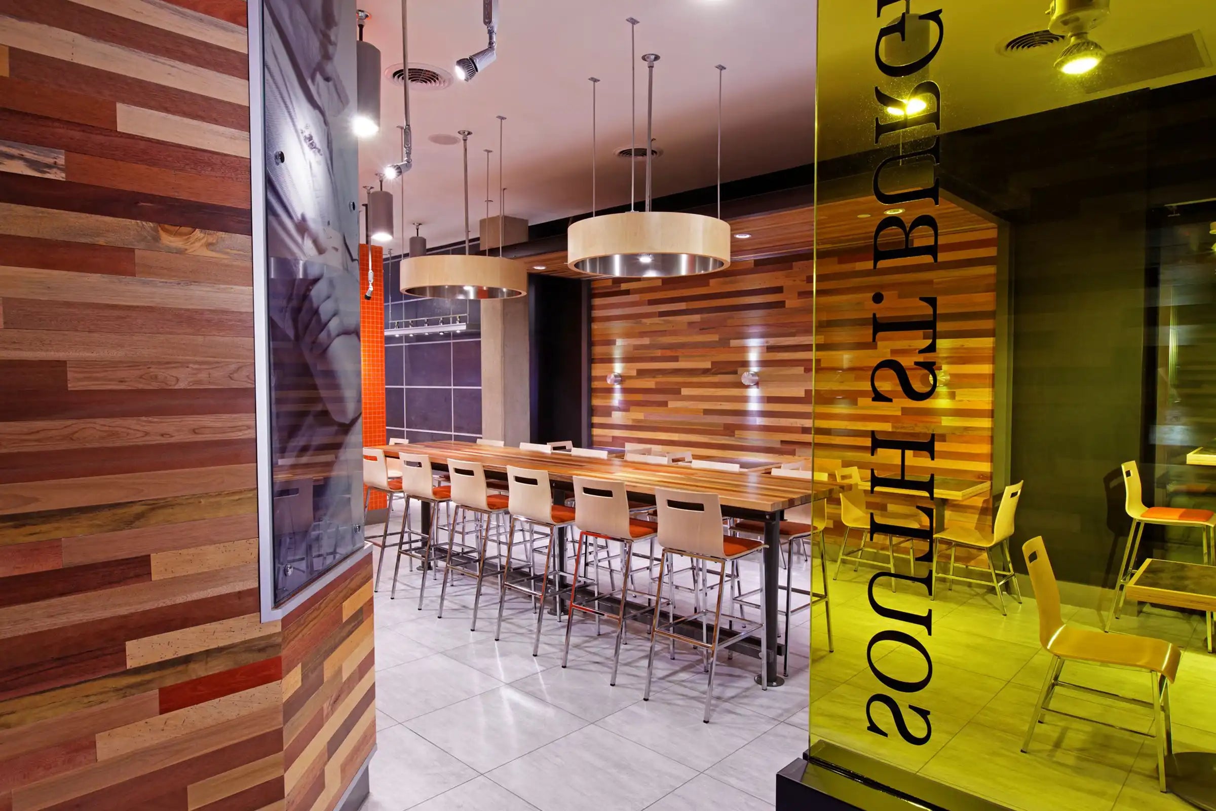 Jakarta market blend smooth multicolor sustainable wood planking accent wall from WD Walls