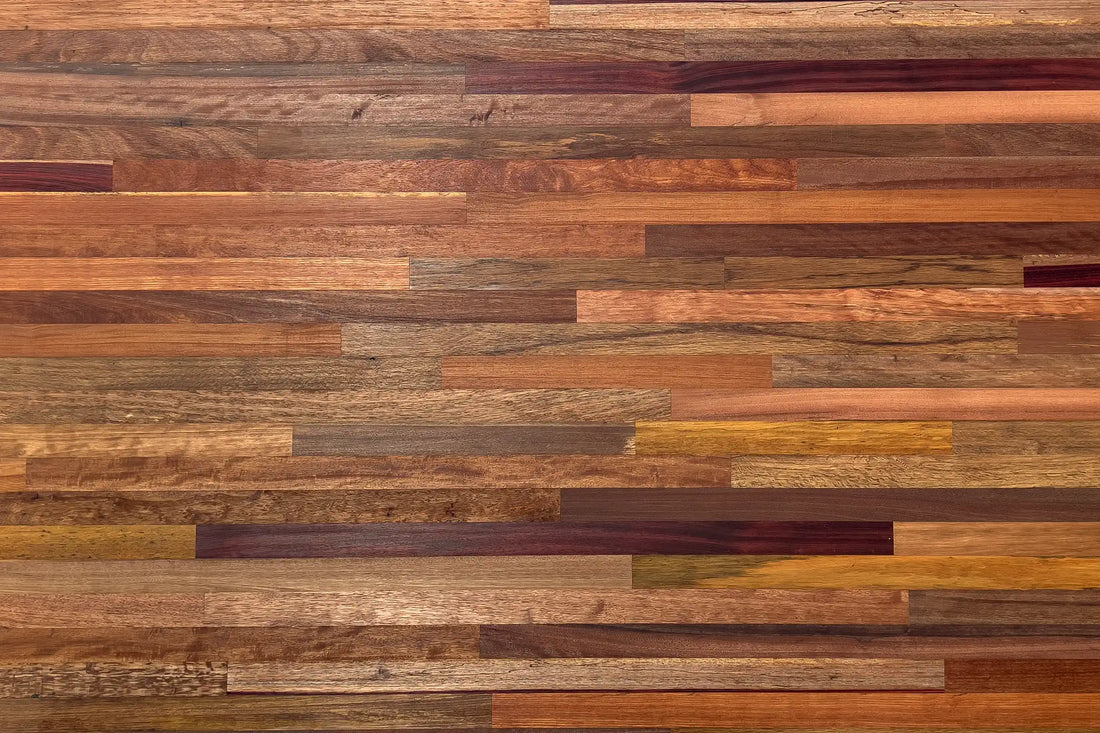 Jakarta market blend smooth multicolor sustainable wood planking accent wall from WD Walls