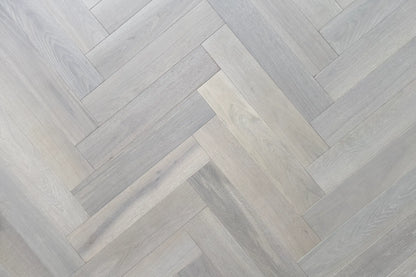 Mount Blanc Herringbone White Oak sustainable wood planks accent wall by WD Walls