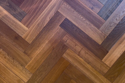 Seine white oak herringbone flooring sustainable wood plank WD Walls