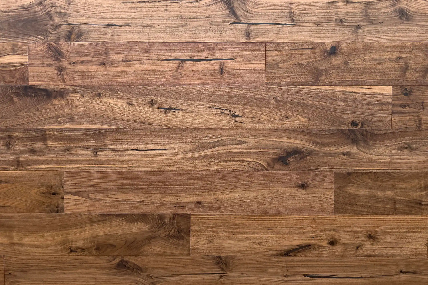 Walnut rustic knotted sustainable wood planking accent walls flooring by WD Walls